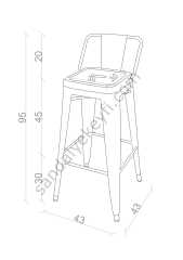 Sırtlı Tolix Bar Sandalyesi