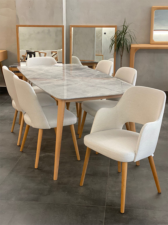 Blue Ocean Retro Açılı Ayak Mermer Masa