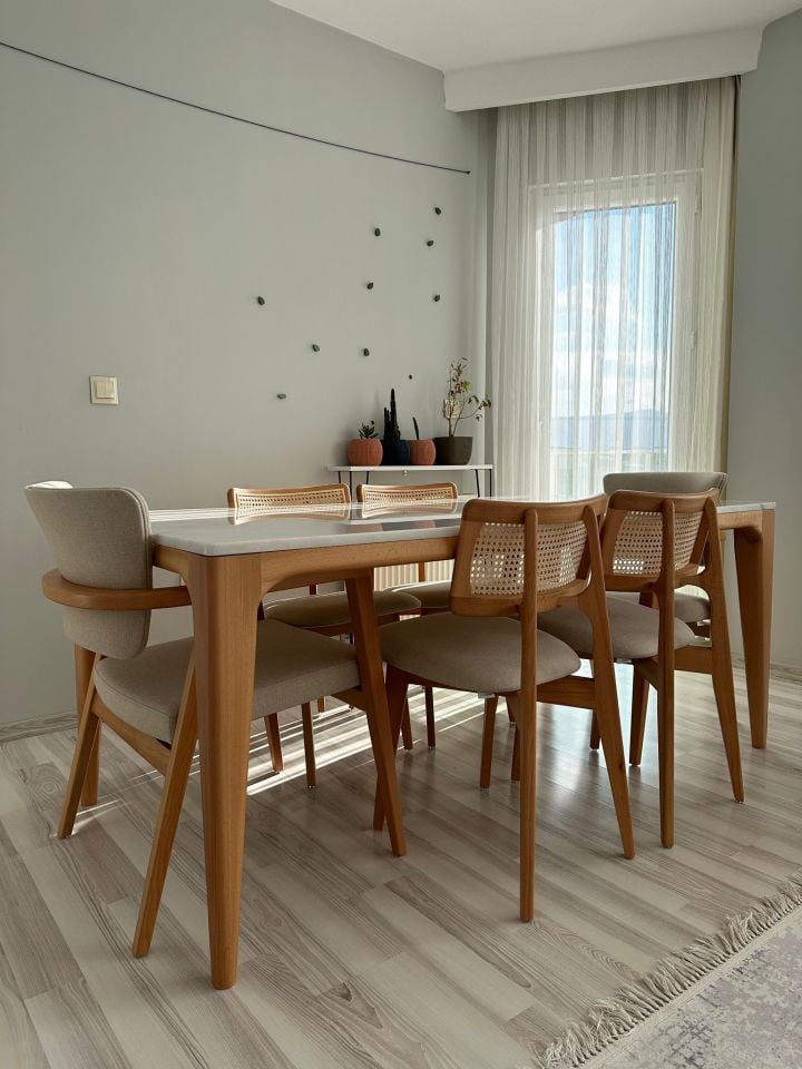 Muğla Beyazı Dobby Ayak Mermer Masa